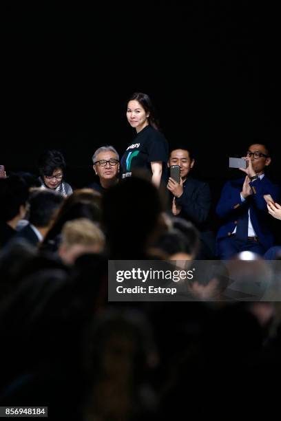 Fashion designer Chitose Abe at the Sacai show as part of the Paris Fashion Week Womenswear Spring/Summer 2018 on October 2, 2017 in Paris, France.