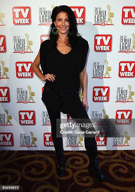 Week Gold Logie Nominees for Most Popular Personality on TV Simmone Jade Mackinnon poses during the nominations announcement for the 51st TV Week...