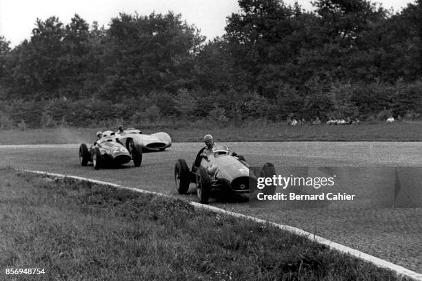 Alberto Ascari, Stirling Moss, Juan Manuel Fangio, Ferrari 625 OR Ferrari 553 OR Ferrari 500, Maserati 250F, Mercedes W196, Grand Prix of Italy,...
