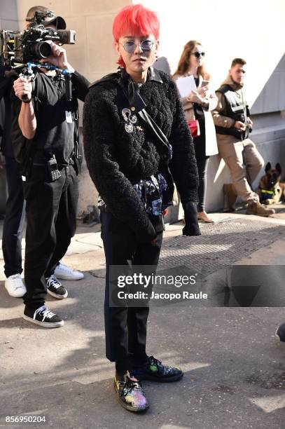 Dragon is seen arriving at Chanel show during Paris Fashion Week Womenswear Spring/Summer 2018on October 3, 2017 in Paris, France.