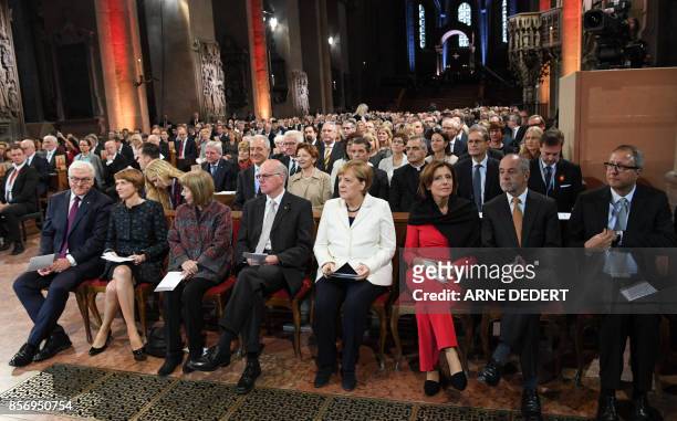 German President Frank-Walter Steinmeier, his wife Elke Buedenbender, Gertrud Lammert, the outgoing Bundestag President Norbert Lammert, Chancellor...
