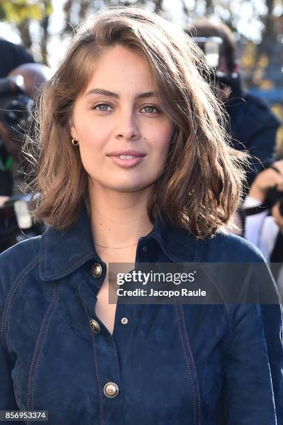 Marie-Ange Casta is seen arriving at Chanel show during Paris Fashion Week Womenswear Spring/Summer 2018on October 3, 2017 in Paris, France.