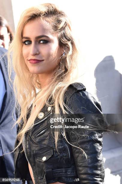 Alice Dellal is seen arriving at Chanel show during Paris Fashion Week Womenswear Spring/Summer 2018on October 3, 2017 in Paris, France.