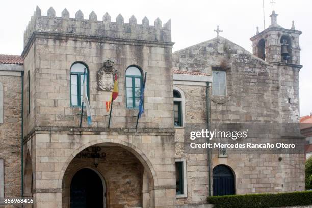 facade of town hall in noia, a coruña province, galicia, spain. - noia stock pictures, royalty-free photos & images