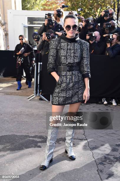 Anna Brewster is seen arriving at Chanel show during Paris Fashion Week Womenswear Spring/Summer 2018on October 3, 2017 in Paris, France.