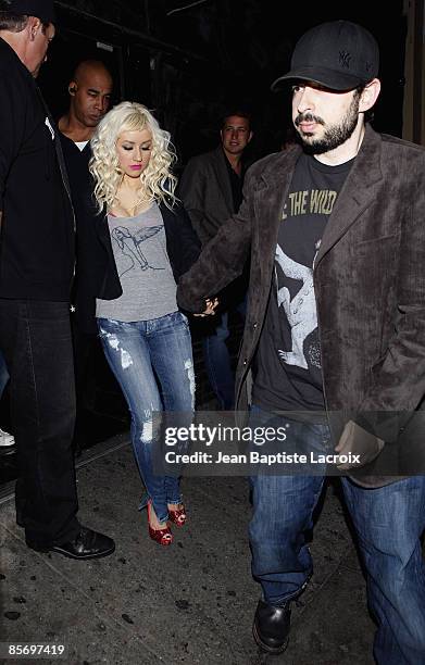 Christina Aguilera and husband, Jordan Bratman sighting at Villa Lounge on March 28, 2009 in West Hollywood, California.