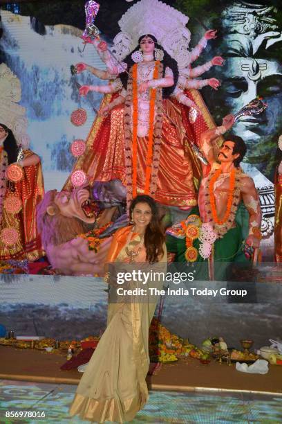 Rani Mukerji during Durga Puja at North Bombay Sarbojanin Durga Puja in Mumbai.