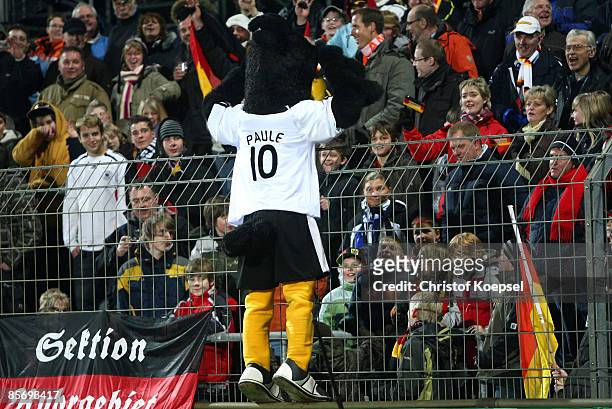 Mascot Paule is seen during the U21 International friendly match between Germany and the Netherlands at the Werse stadium on March 27, 2009 in Ahlen,...