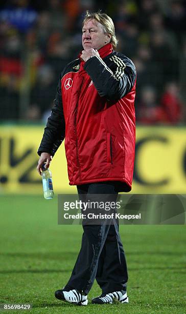 National coach Horst Hrubesch of Germany is seen before the U21 International friendly match between Germany and the Netherlands at the Werse stadium...
