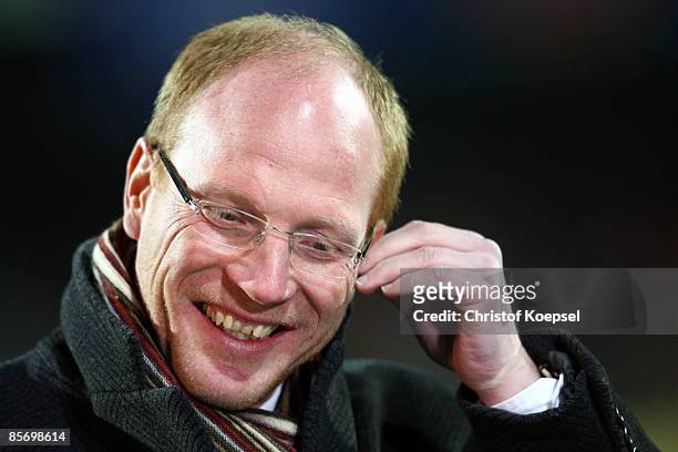 Matthias Sammer, sporting director of the German Football Association smiles before the U21 International friendly match between Germany and the...