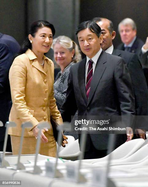 Crown Prince Naruhito and Crown Princess Masako attend the opening ceremony of the Science and Technology in Society forum on October 3, 2017 in...