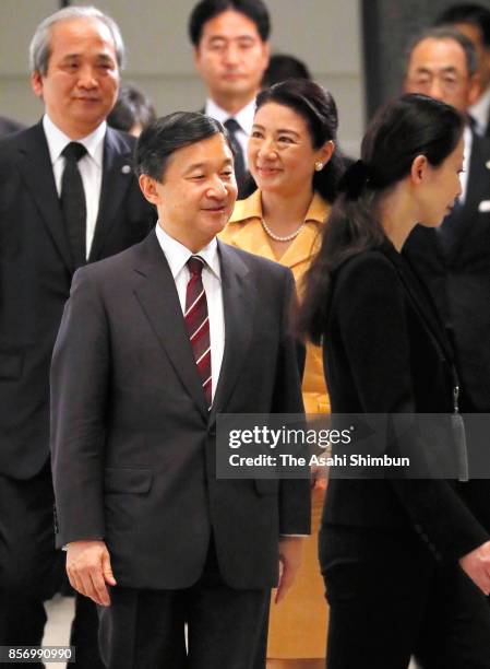 Crown Prince Naruhito and Crown Princess Masako attend the opening ceremony of the Science and Technology in Society forum on October 3, 2017 in...