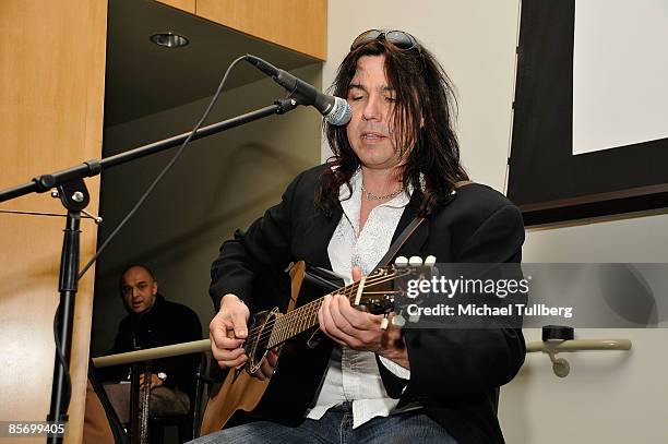 Musician Mark Slaughter performs at the Closing Night Gala for the 1st Annual Burbank International Film Festival, held at Woodbury University on...