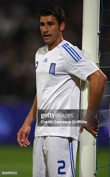 Georgios Seitaridis of Greece in action duing the FIFA 2010 World Cup Qualifier between Israel and Greece at The Ramat Gan National Stadium on March...