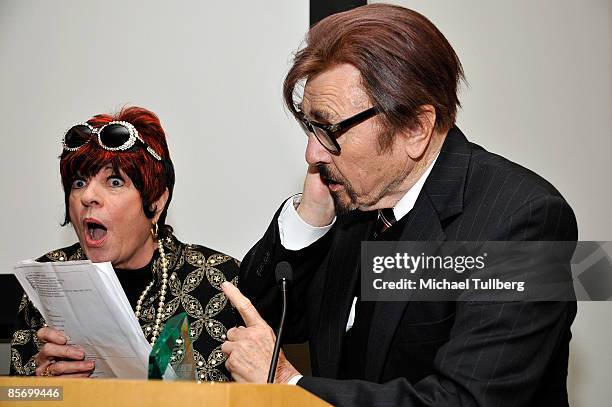 Actress Jo Ann Worley and announcer Gary Owens act as presenters at the awards ceremony at the Closing Night Gala for the 1st Annual Burbank...