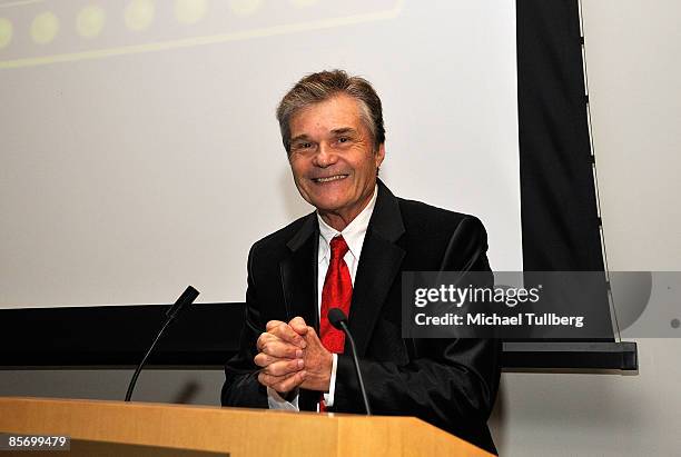 Actor Fred Willard hosts the awards ceremony at the Closing Night Gala for the 1st Annual Burbank International Film Festival, held at Woodbury...