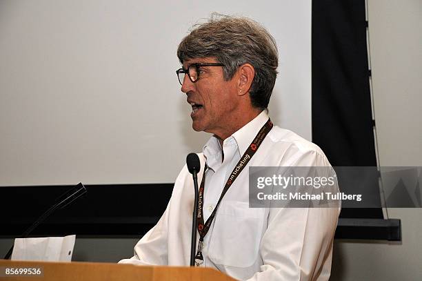 Actor Eric Roberts speaks as a presenter during the awards ceremoney at the Closing Night Gala for the 1st Annual Burbank International Film...