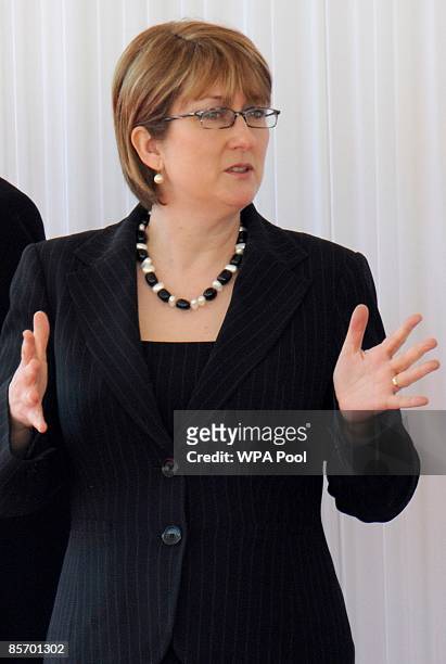 Britain's Home Secretary Jacqui Smith gestures during the Ceremonial Welcome at Horseguards for Mexico's President Felipe Calderon on March 30, 2009...