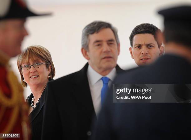 Home Secretary Jacqui Smith along with Prime Minister Gordon Brown attend the ceremonial arrival of the President of Mexico on Horse Guards Parade on...
