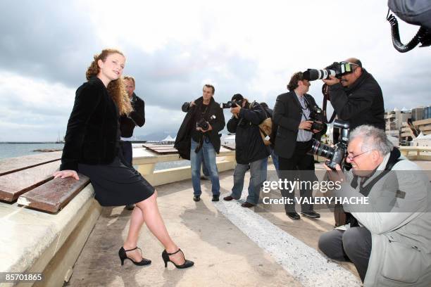 French actress Lea Bosco , starring in "The decline of a family" TV show, poses on March 30, 2009 in Cannes, southern France, during the 46th edition...