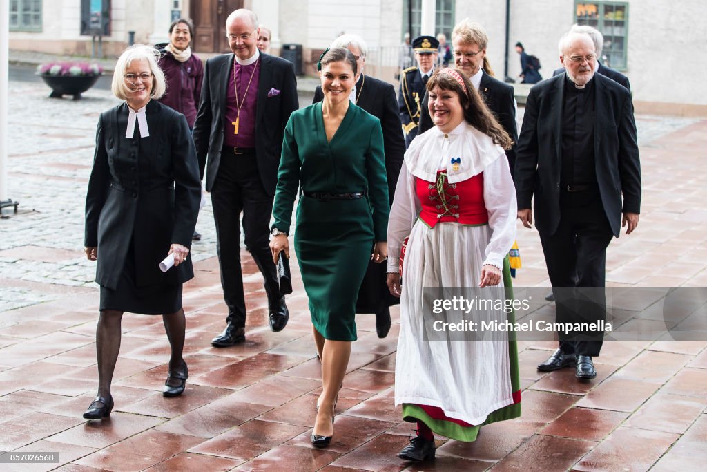 Crown Princess Victoria Attends A Church Opening in Uppsala