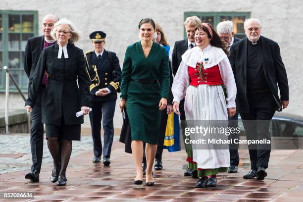 Crown Princess Victoria of Sweden attends the opening of the Swedish Church meetings at Uppsala Cathedral on October 3, 2017 in Uppsala, Sweden.
