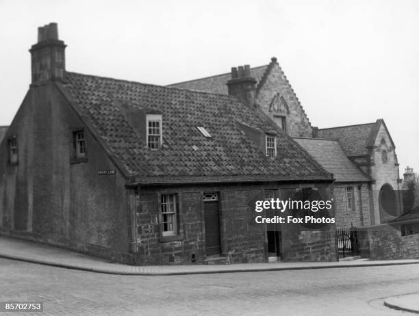 The birthplace of wealthy American industrialist and philanthropist Andrew Carnegie on the corner of Moodie Street and Priory Lane in Dunfermline,...