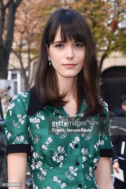Stacy Martin is seen arriving at Miu Miu show during Paris Fashion Week Womenswear Spring/Summer 2018 on October 3, 2017 in Paris, France.