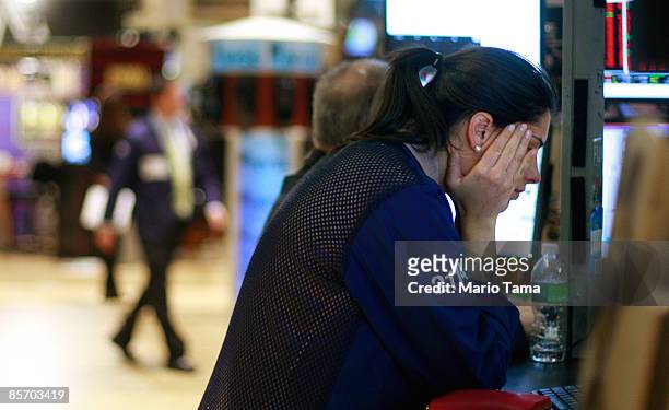 Traders work on the floor of the New York Stock Exchange during morning trading March 30, 2009 in New York City. All U.S. Stocks were down sharply...