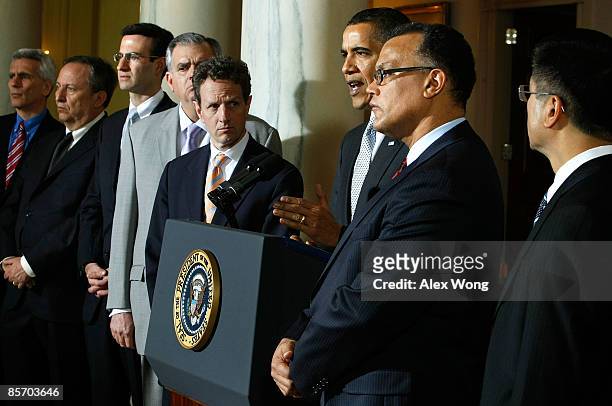 President Barack Obama makes an announcement as Executive Director of the task force and Chief Economist and Economic Policy Adviser to the Vice...