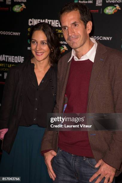 Cartoonist Jul and his partner attends "Goscinny et le Cinema - Asterix, Luky luke et Cie..." Exhibition at Cinematheque Francaise on October 2, 2017...
