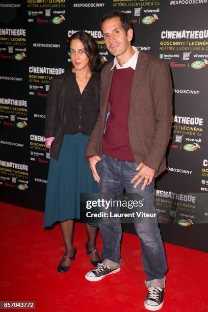 Cartoonist Jul and his partner attends "Goscinny et le Cinema - Asterix, Luky luke et Cie..." Exhibition at Cinematheque Francaise on October 2, 2017...