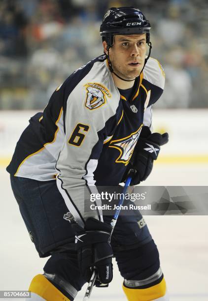 Shea Weber of the Nashville Predators skates against the Los Angeles Kings at the Sommet Center on March 28, 2009 in Nashville, Tennessee.