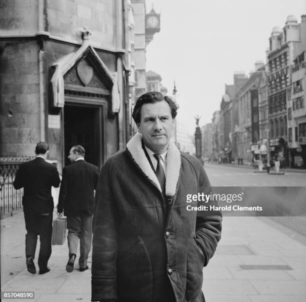 Author, journalist and broadcaster Ludovic Kennedy at the Timothy Evans inquiry, London, UK, 19th October 1965.