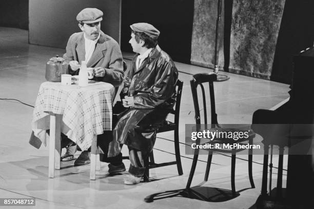 Comedians Peter Cook and Dudley Moore as 'Pete and Dud' at the London Palladium, UK, 27th September 1965.