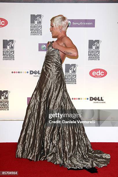 Pink attends the 2008 MTV Europe Music Awards held at at the Echo Arena on November 6, 2008 in Liverpool, England.