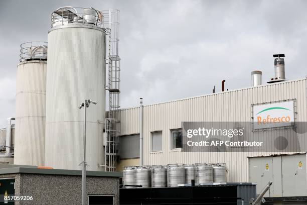 Picture taken in Boegraven, on October 3, 2017 shows a view of the Refresco factory. Refresco, Europe's largest juice and soft-drink maker, said on...