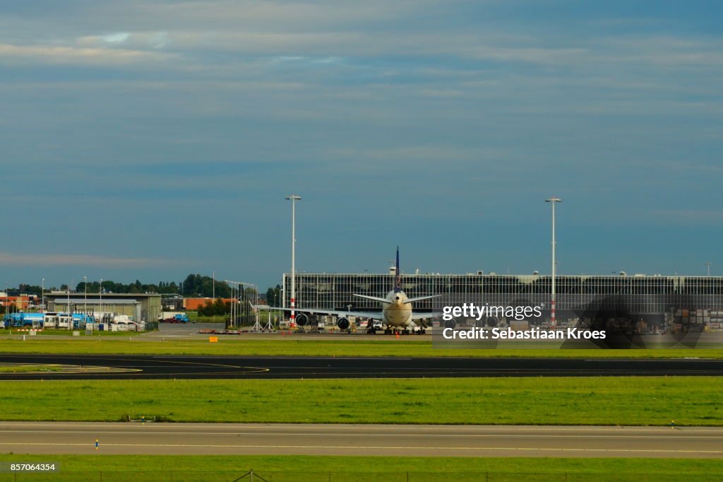 Cargo Plane at the Tarmac, Runway, Amsterdam Schiphol Airport