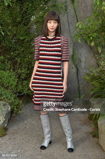 Angela Yuen attends the Chanel show as part of the Paris Fashion Week Womenswear Spring/Summer 2018 at on October 3, 2017 in Paris, France.