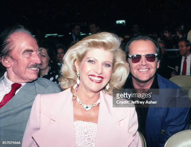 Businessman Fred Trump with Ivana Trump and Actor Jack Nicholson ringside at Tyson vs Holmes Convention Hall in Atlantic City, New Jersey January 22...