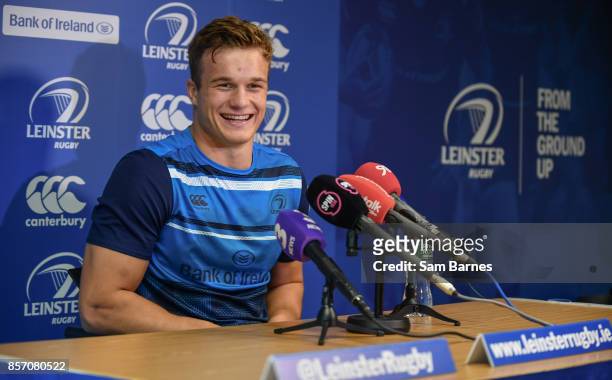 Dublin , Ireland - 3 October 2017; Josh van der Flier of Leinster during a Press Conference at Leinster Rugby Headquarters, in Dublin.