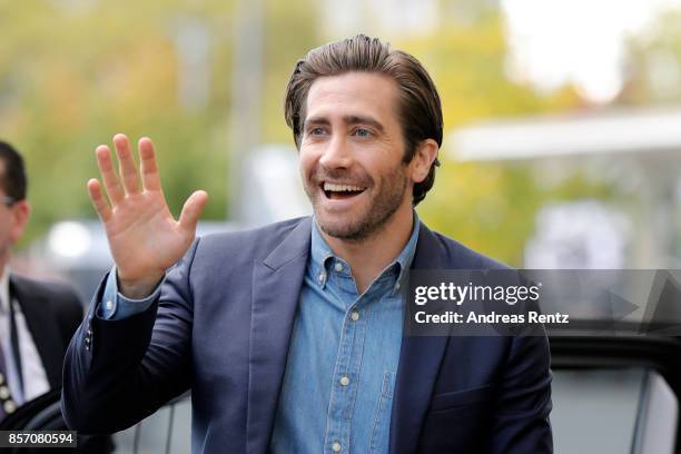 Jake Gyllenhaal arrives at the 'Stronger' press conference during the 13th Zurich Film Festival on October 3, 2017 in Zurich, Switzerland. The Zurich...