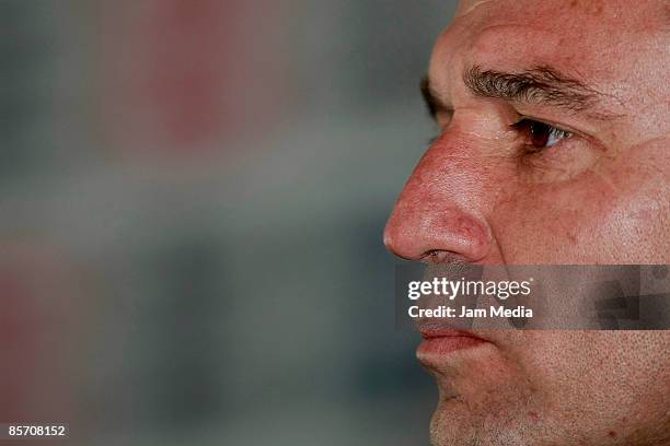 Nestor de la Torre, Director of National Selections during the press conference after the training session at Femexfut's High Performance Center on...