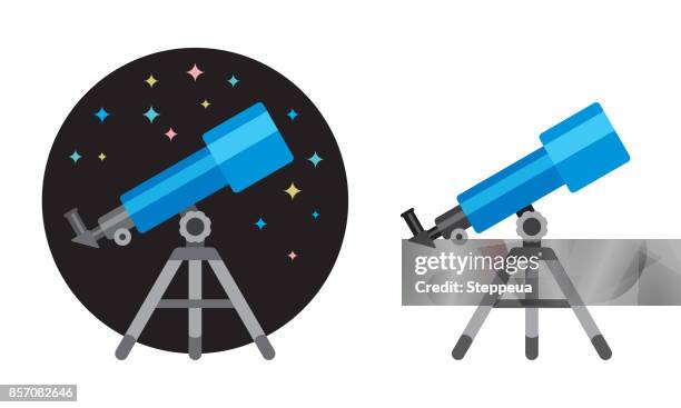 illustrazioni stock, clip art, cartoni animati e icone di tendenza di icona piatta del telescopio - telescope