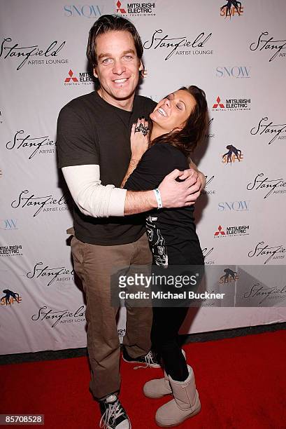 Actor Bart Johnson and Brandi Mahon attend Green SNOW Art Show At Stanfield Artist's Lounge on January 21, 2009 in Park City, Utah.