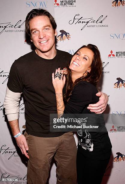 Actor Bart Johnson and Brandi Mahon attend Green SNOW Art Show At Stanfield Artist's Lounge on January 21, 2009 in Park City, Utah.