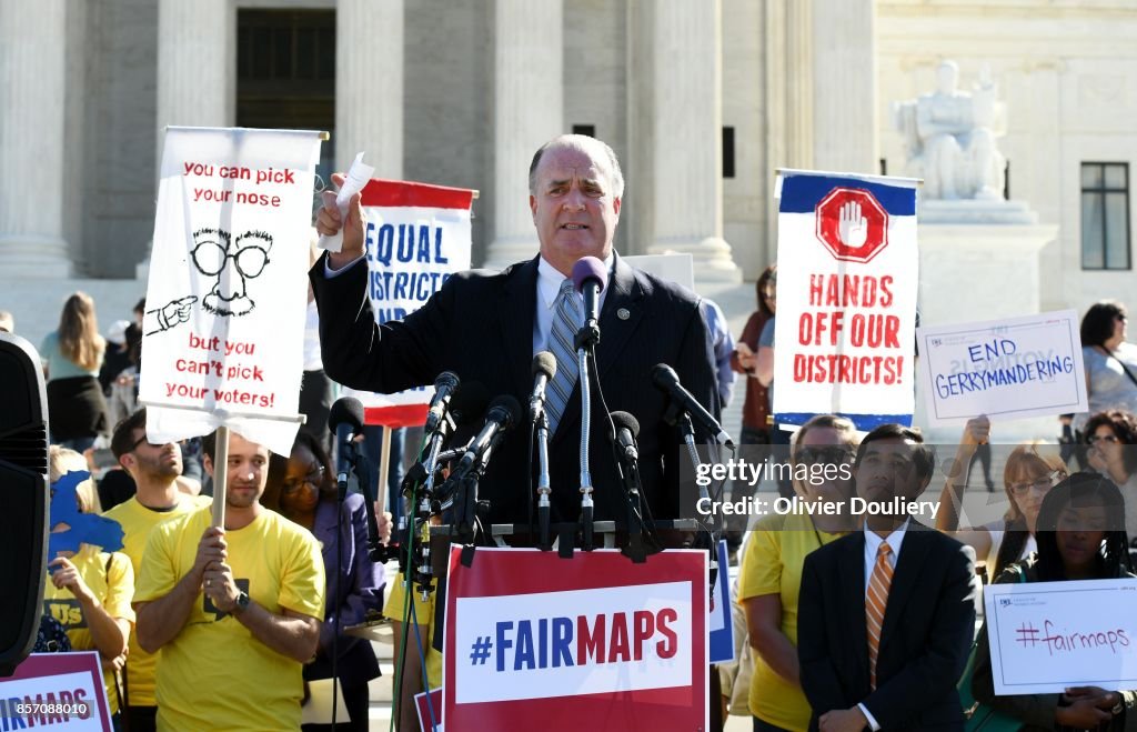 Activists Demonstrate Outside Supreme Court As Court Hears Case To Challenging Practice Of Partisan Gerrymandering