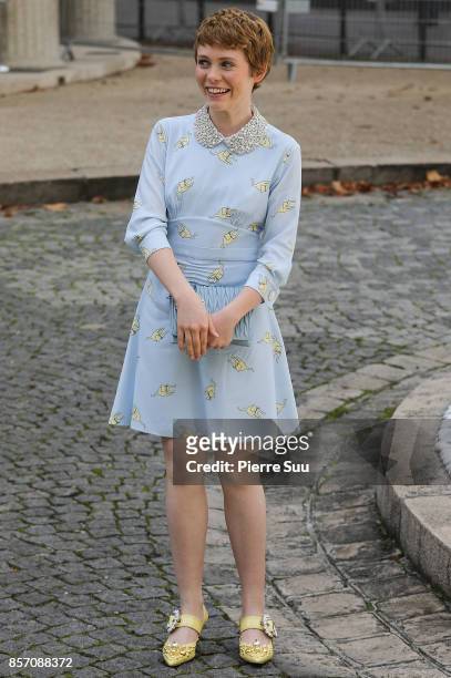 Sophia Lillis arrives at the Miu Miu show as part of the Paris Fashion Week Womenswear Spring/Summer 2018 on October 3, 2017 in Paris, France.