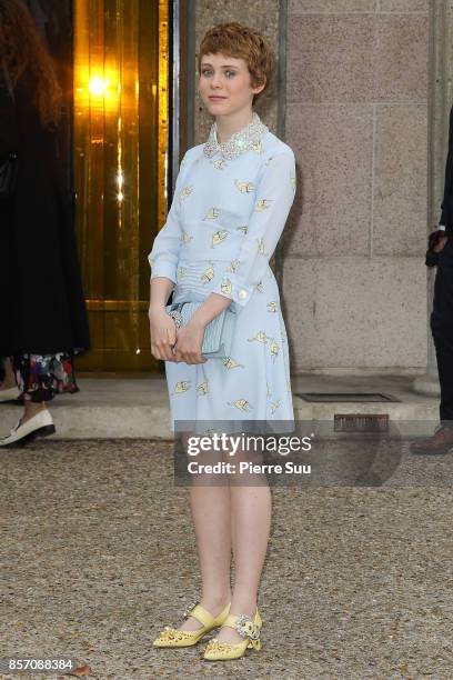 Sophia Lillis arrives at the Miu Miu show as part of the Paris Fashion Week Womenswear Spring/Summer 2018 on October 3, 2017 in Paris, France.