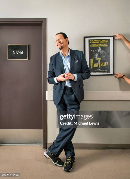 Magician Penn Jillette photographed for Harvard Business School Magazine on July 19 in Las Vegas, Nevada.